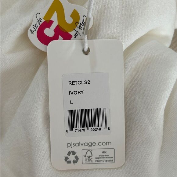 Sold PJ SalvToo Cool For School Long Sleeve lounge Wear Top, Ivory, Large, NWT - Picture 8 of 10